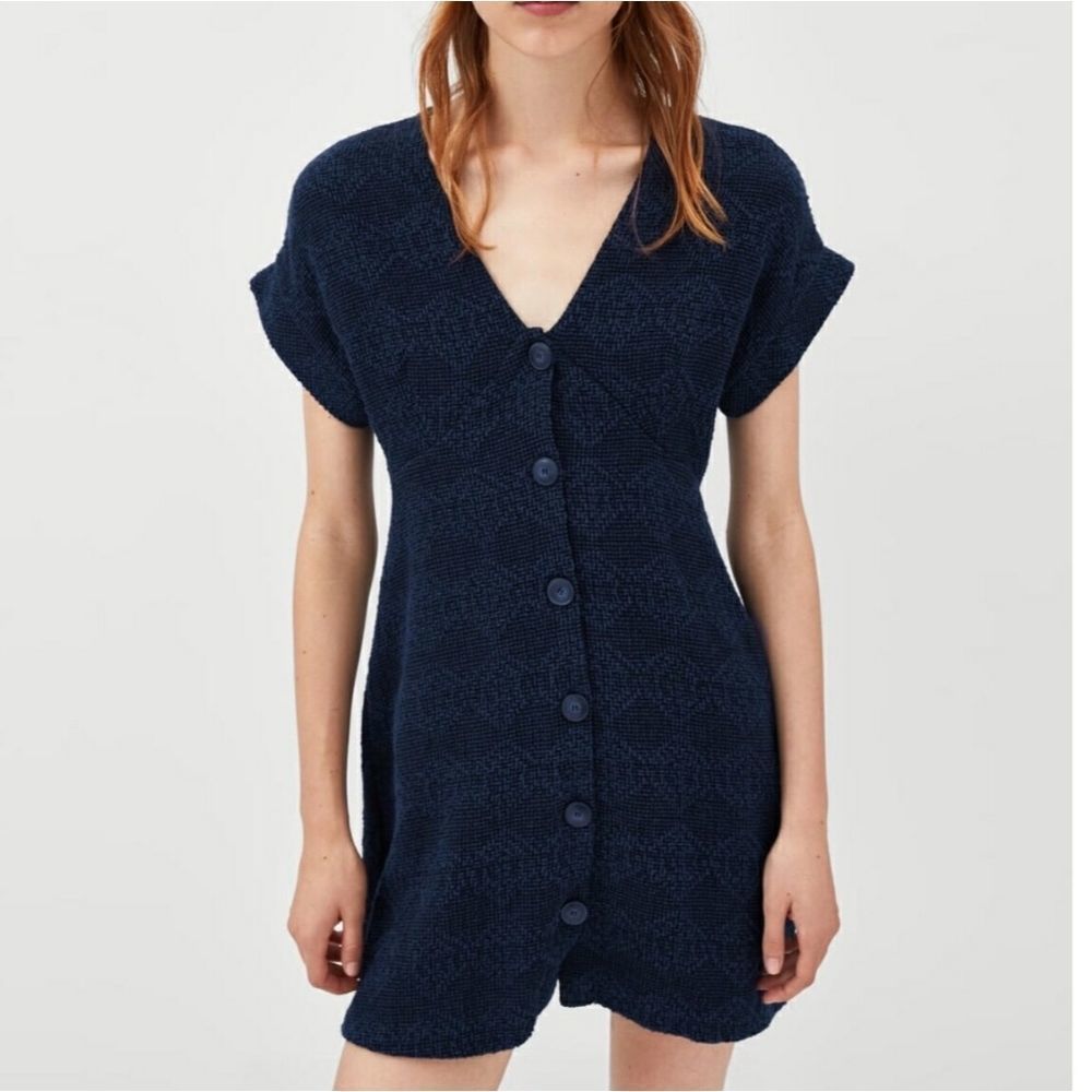 Zara TRF Collection Tweed Dress with Buttons